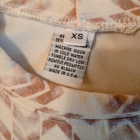 NEW womens XS Crew chevron print blouse Mauve White Raglan sleeve Super soft top - Picture 8 of 8